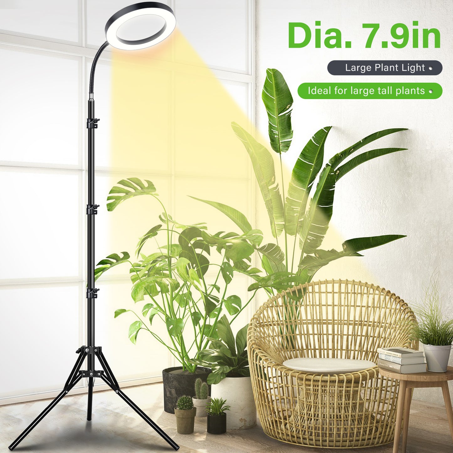 FOXGARDEN 7.9'' Diameter Halo Plant Light with Stand