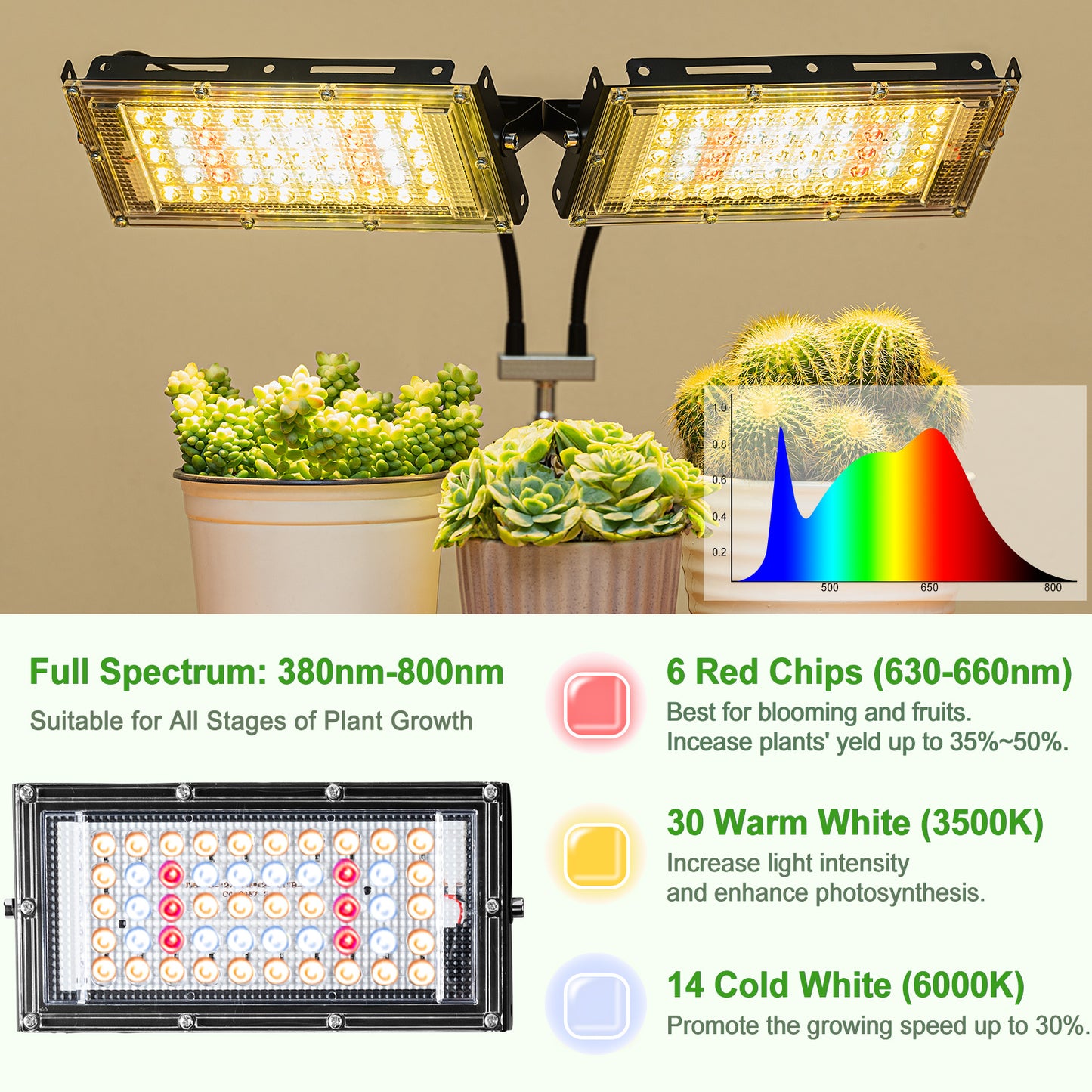 FOXGARDEN Dual-head Grow Light with Stand and Timer