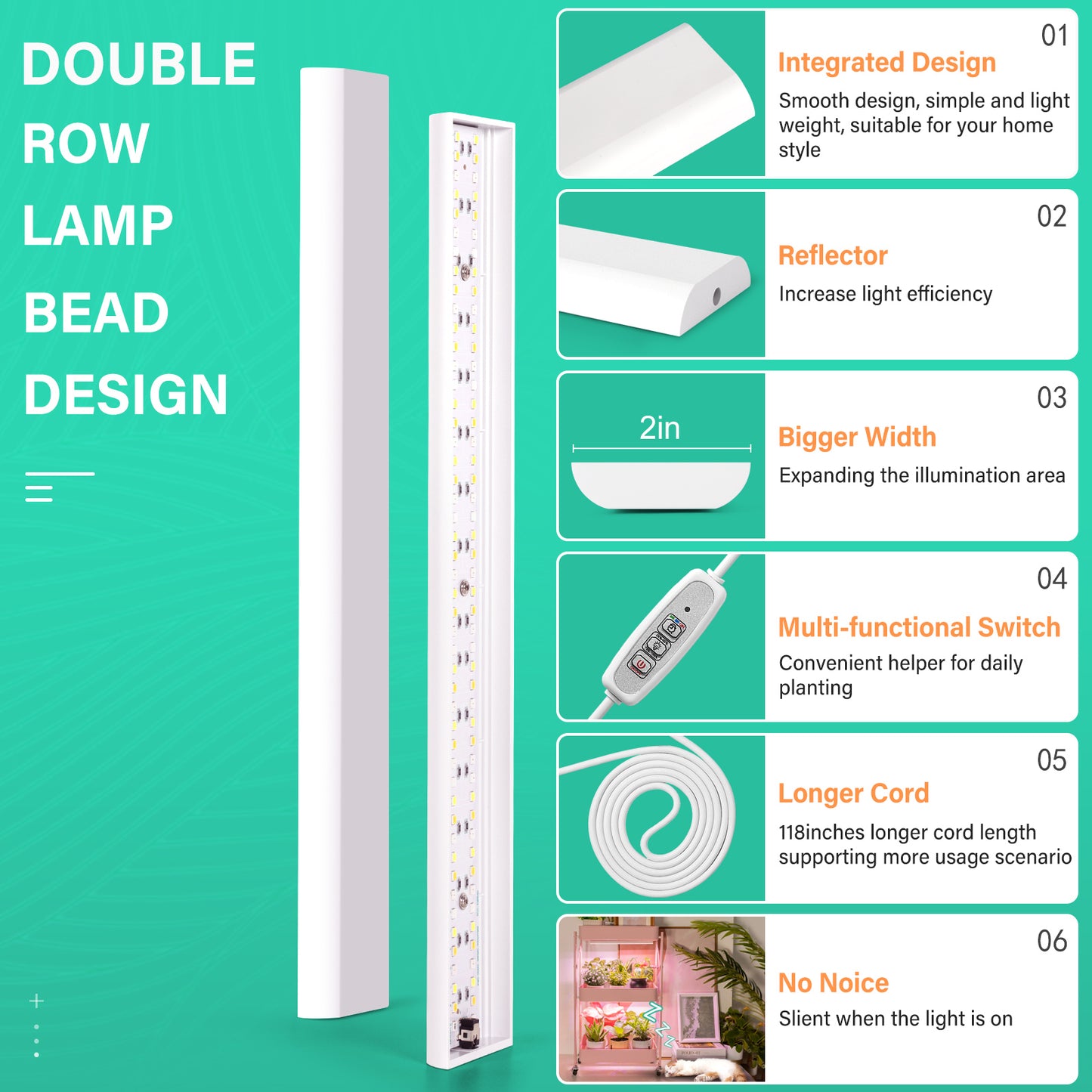 FOXGARDEN Red Blue White Plant Light Strip, One Light Strip