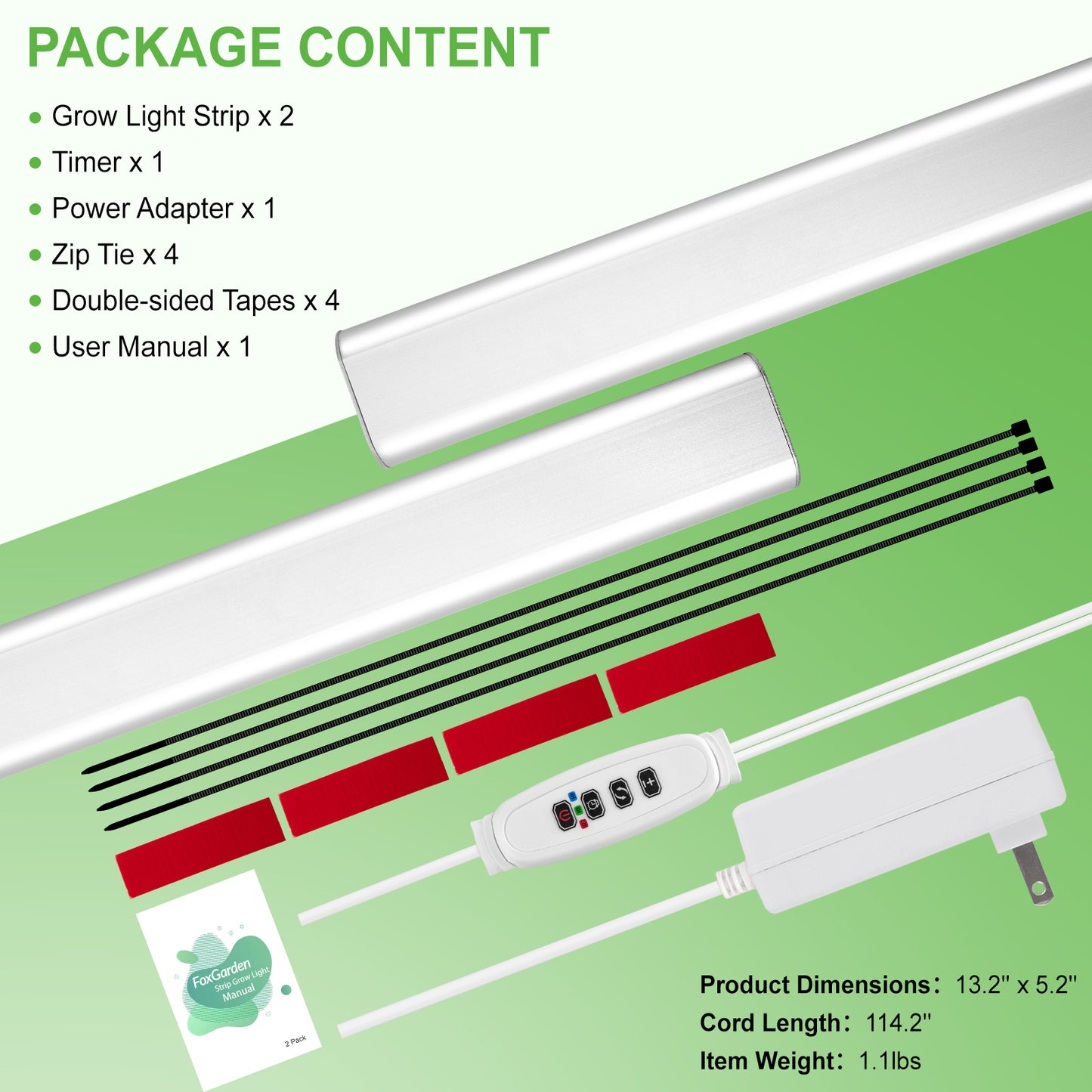 FOXGARDEN Grow Light Strip, One Wire with Two Lights