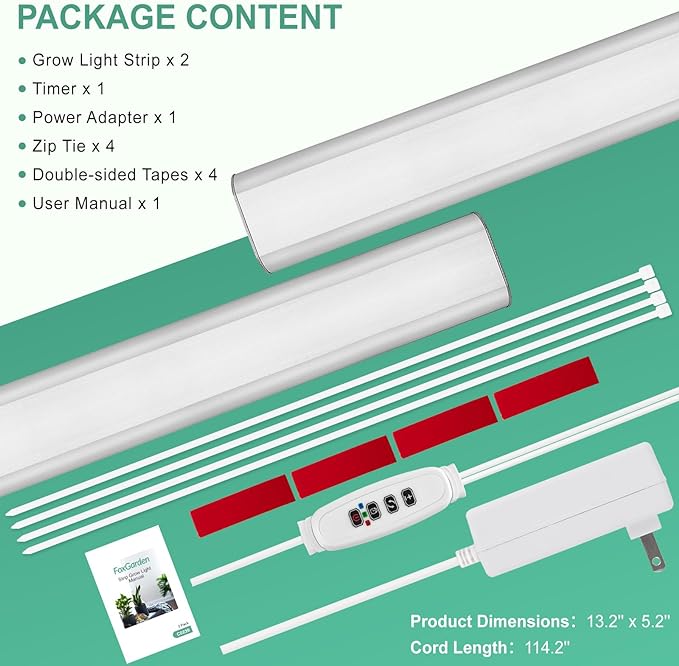 FOXGARDEN Aluminum Grow Light Strip, One Wire with Two Lights