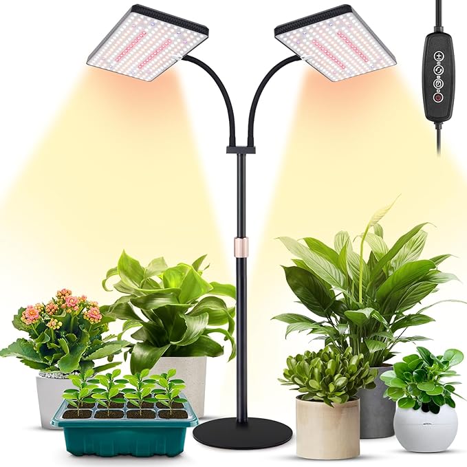 FOXGARDEN Plastic Desk Grow Light with Timer, Dual-Head