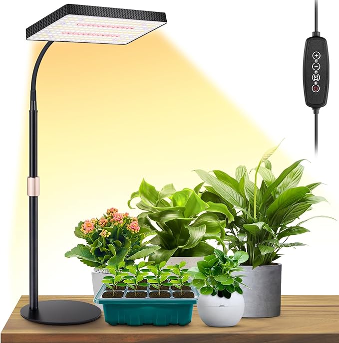 plant grow light timer FOXGARDEN Plastic Desk Grow Light with Timer, One-Head
