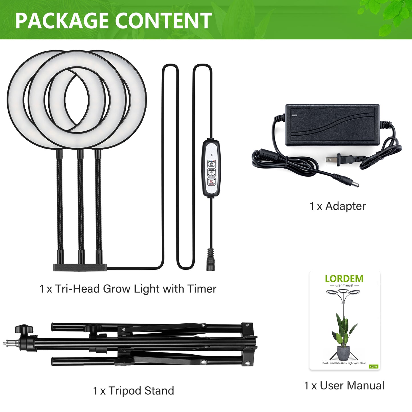 FOXGARDEN 6.3'' Diameter Halo Plant Light with Stand Tri-head