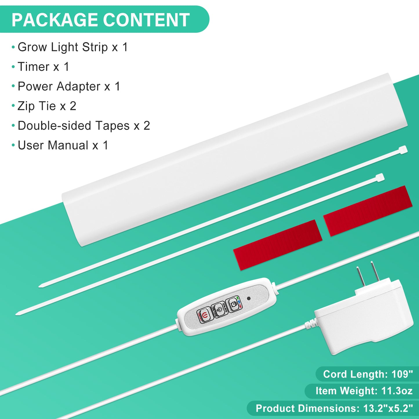 FOXGARDEN Red Blue White Plant Light Strip, One Light Strip