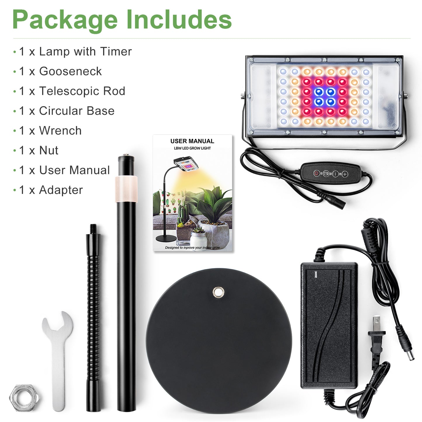 FOXGARDEN Desk Plant Lamp, One-Head with Timer