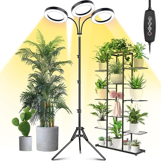 FOXGARDEN 7.9'' Diameter Halo Plant Light with Stand Tri-head