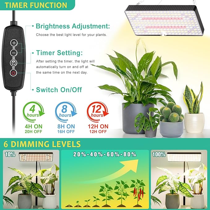 FOXGARDEN Plastic Desk Grow Light with Timer, One-Head