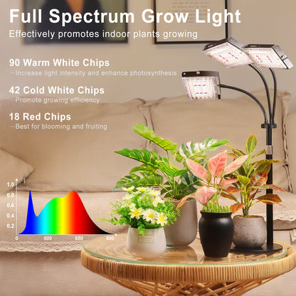 FOXGARDEN Desk Plant Lamp, Tri-Head with Timer