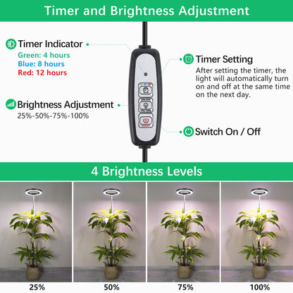 FOXGARDEN 6.3'' Diameter Halo Plant Light for Tall Plants, Black