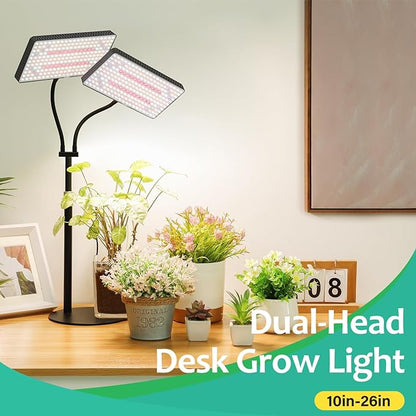 FOXGARDEN Plastic Desk Grow Light with Timer, Dual-Head