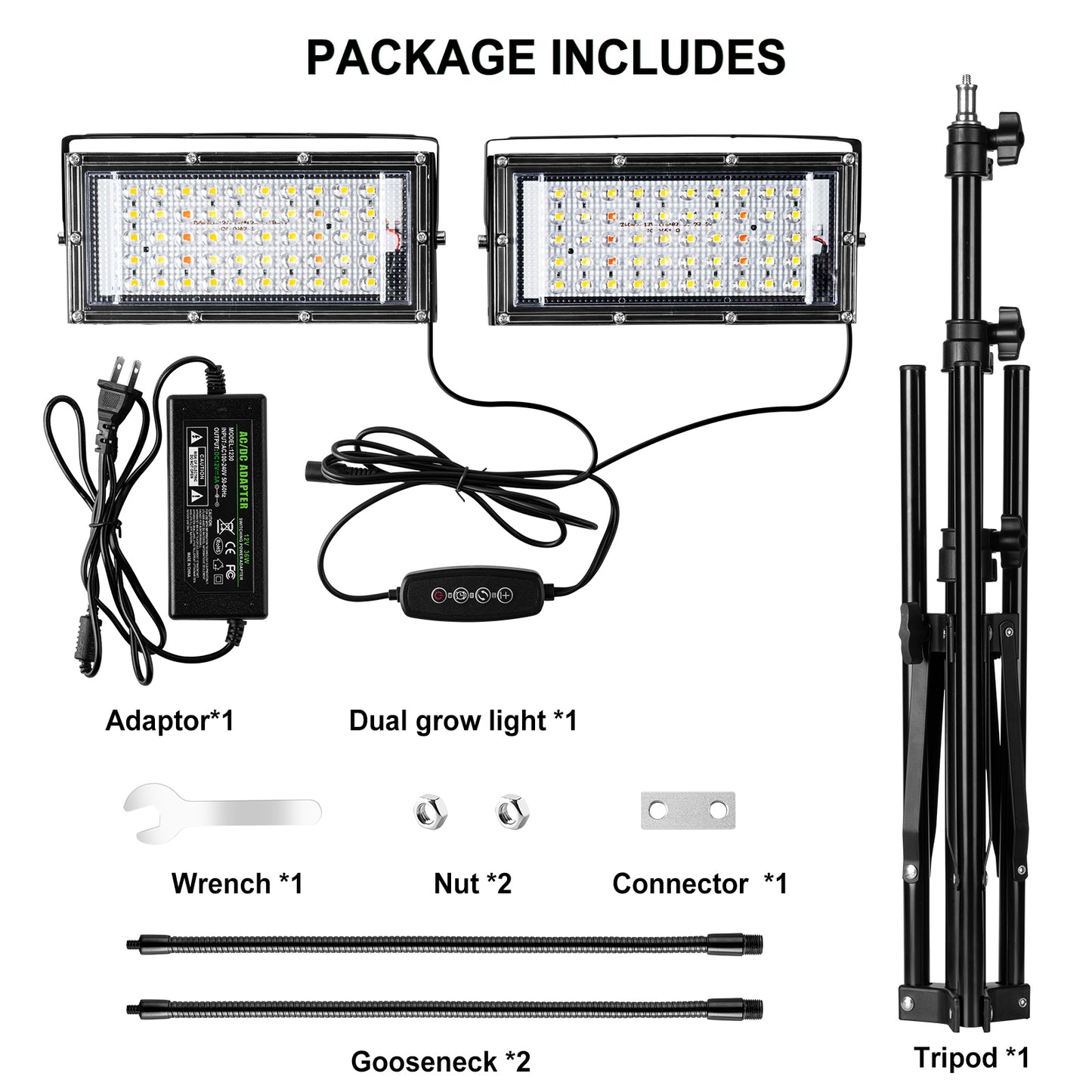 FOXGARDEN Dual-head Grow Light with Stand and Timer