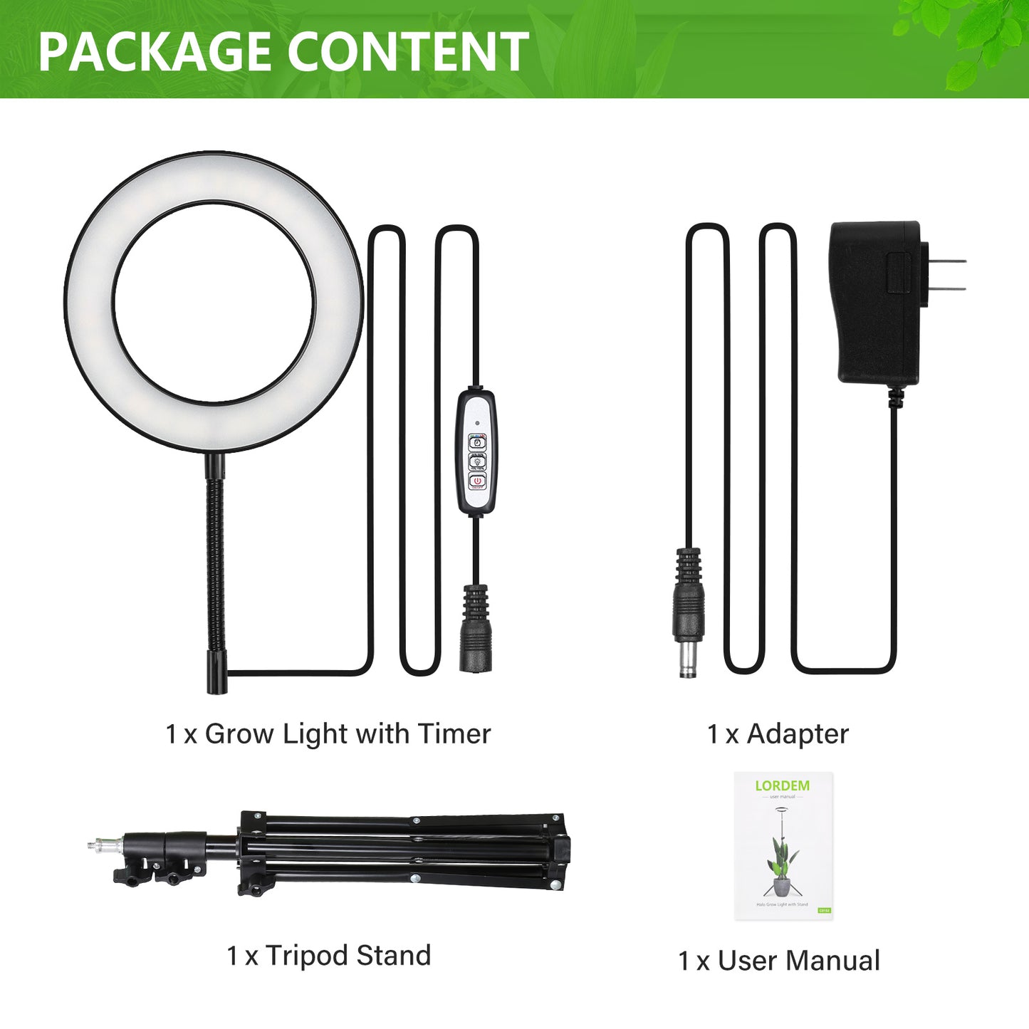 FOXGARDEN 6.3'' Diameter Halo Plant Light with Stand One-head