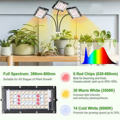 FOXGARDEN Tri-head Grow Light with Stand and Timer